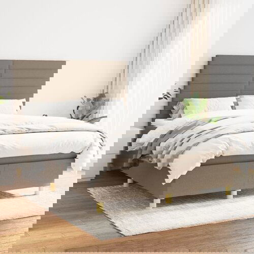 vidaXL Box spring postelja z vzmetnico taupe 140x190 cm blago Cene