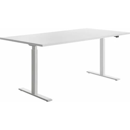 Top Star Pisalna miza z električno nastavitvijo višine, ŠxG 1800 x 800 mm, bela plošča, belo ogrodje