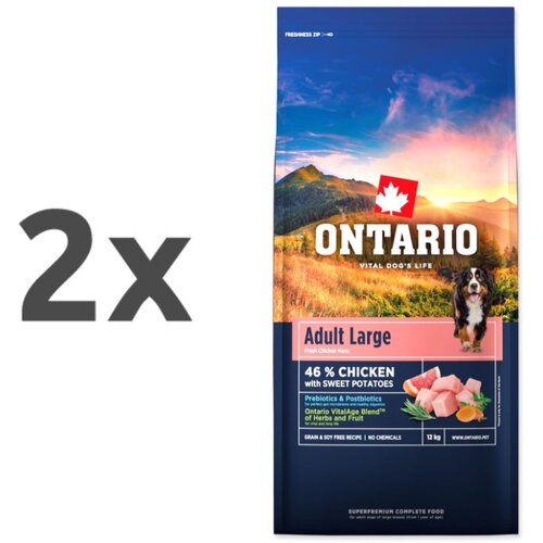 Ontario Adult Large - pi&scaron;čanec in sladki krompir 2 x 12 kg Cene