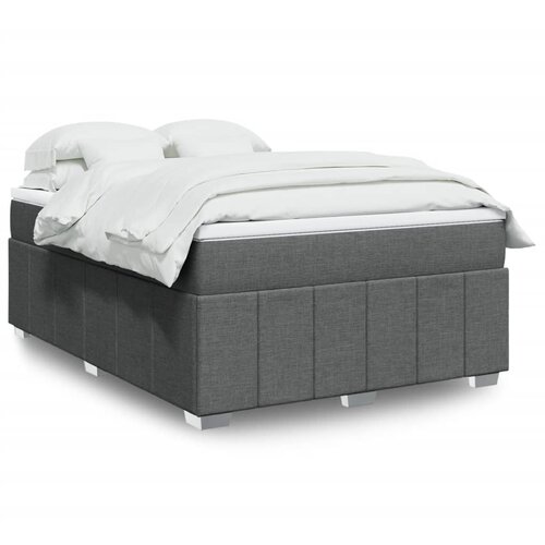 vidaXL Box spring postelja z vzmetnico temno siva 160x200 cm blago Cene