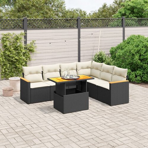 VidaXL 7-dijelni set vrtnih sofa od poliratana s jastucima crni Slike