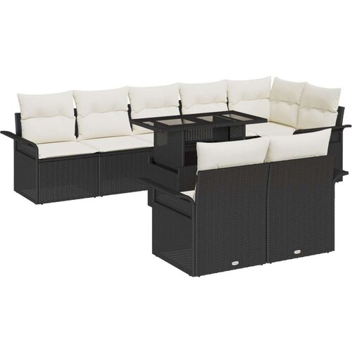  9-dijelni vrtni set sofe s jastucima crni poli ratan 2-sjedalna vrtna sofa s spremnikom i jastucima crni poli ratan Cene