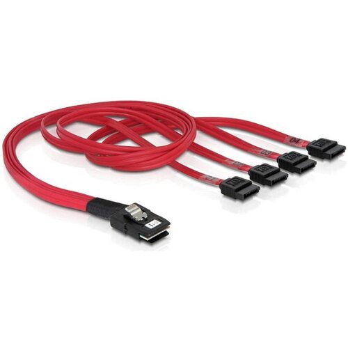 Delock Priključni kabel za trdi disk [1x mini SAS vtič (SFF-8087) - 4x SATA vtič 7 pinski] 0.50 m rdeče barve (20416375) Cene