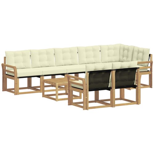vidaXL Zunanja garnitura za sedenje z blazino 9 pcs Bela in krem, (5000279836) Cene