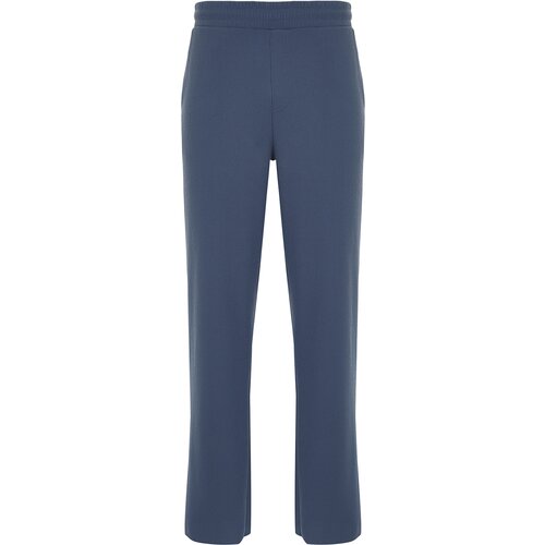 Trendyol Limited Edition Indigo Men&amp;#039;s Comfortable/Wide Leg Textured Ottoman Hidden Lace Up Non-Wrinkle Sweatpants Slike