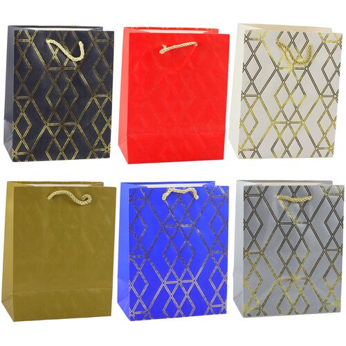  Paper Gift Bag Elegant Gold Patterns 23 x 18 x 10.5 cm Slike