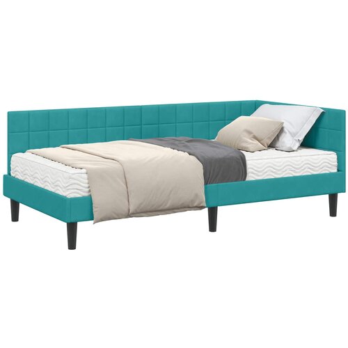 vidaXL Kutni krevetni okvir s madracem 2 pcs Tirkizna Baršun - Tirkizna 100 x 200 cm Cene