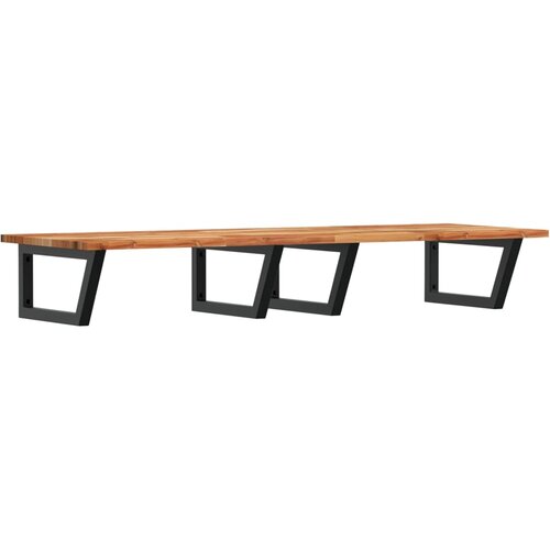 vidaXL Zidna polica za Lavabo - Umivaonik od čelika i masivnog bagremovog drva - tamno smeđa i crna 120 x 50 x 2 cm 1 Trapez Cijene