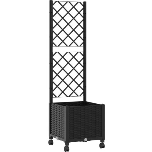  Vrtni saksija s re&amp;scaron;etkom i kotačima Crna 40 x 40 x 146 cm PP - Crna 40 x 40 x 136 cm s kotačima Slike