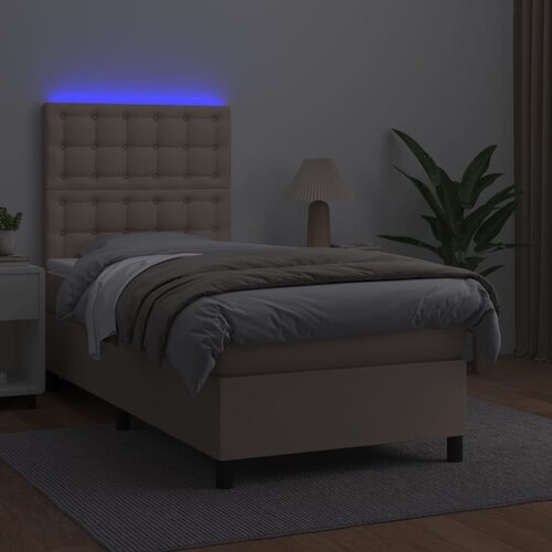  box spring i madrac LED cappuccino 80x200cm umjetna koža Slike