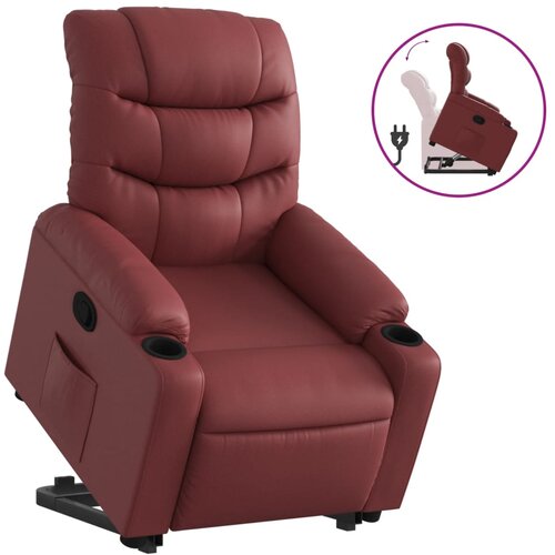 Maison Chic Naslanjač - Relax naslanjač s funkcijo vstajanja vinsko rdeče umetno usnje, (22040202) Cene