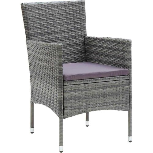  3-dijelni vrtni blagovaonski set sivi od poliratana Siva Dužina stola 80 cm Slike