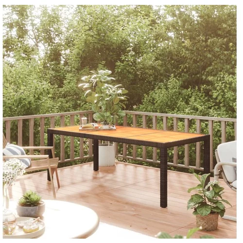  Vrtna miza 190x90x75 cm poli ratan in akacijev les črna