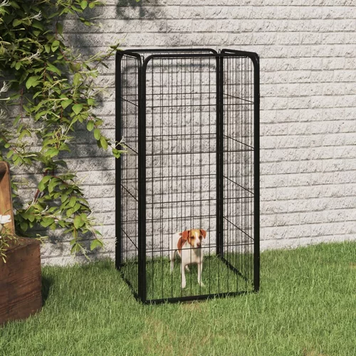  Ograda za pse sa 4 panela crna 50 x 100 cm čelik obložen prahom