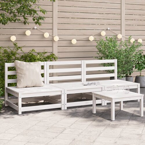 VidaXL Vrtne sofe bez naslona za ruke 3 kom bijela 70x70x67cm borovina Slike