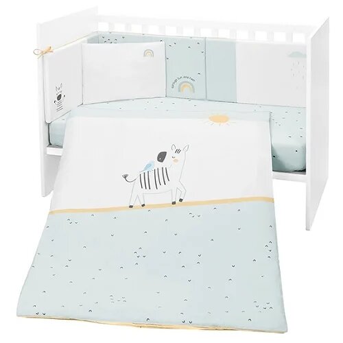 Kikka Boo Set posteljina za krevetac Stripy Friends KKB60137, 6/1, Svetloplavi Slike