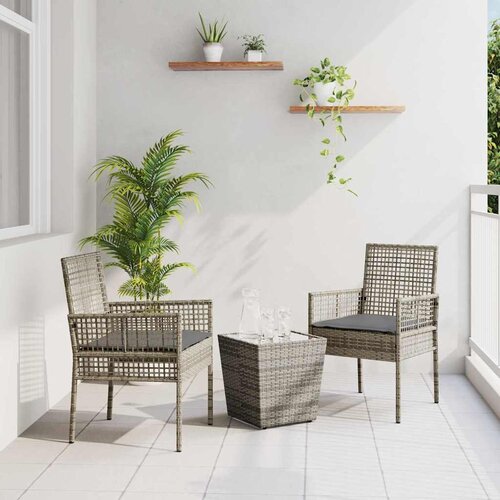 Bistro set za vrt 3 pcs Siva poliratan Cijene
