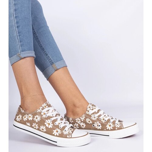 D/CEO marka niezdefiniowana Brown women's canvas sneakers with flowers Lazates Cijene
