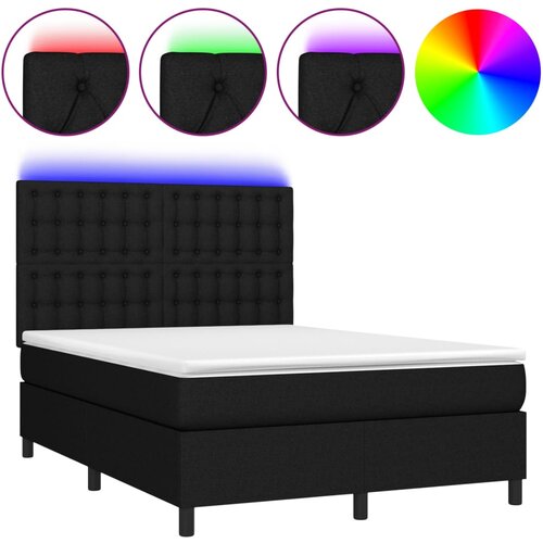Maison Chic Box spring postelja - Vzmetna postelja z vzmetnico LED črna 140x200 cm blago SL9655, (21904988) Cene