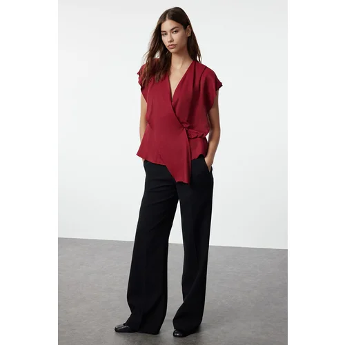 Trendyol Claret Red Knot Detailed Woven Blouse