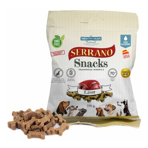 Mediterranean Natural Poslastice za pse Serrano Snacks, 100 gr - jetra Cene