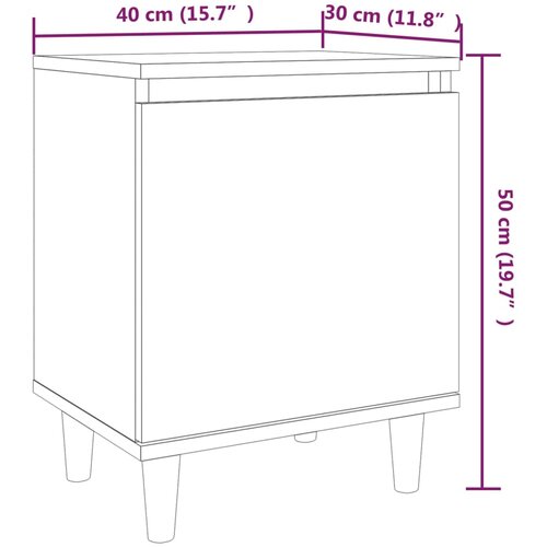  Noćni ormarići s drvenim nogama 2 kom smeđi hrast 40x30x50 cm Slike