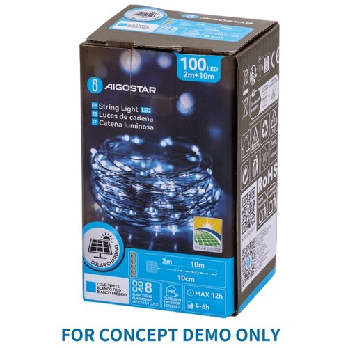 Aigostar LED spolja&amp;scaron;nji božićni niz 600xLED/8 funkcija 5m IP44 hladno bela Slike