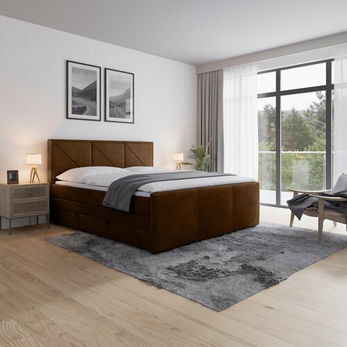 Livetastic BOXSPRING POSTELJA 180 cm x 200 cm , kovina, umetna masa, tekstil, karton, leseni material rjava Cene