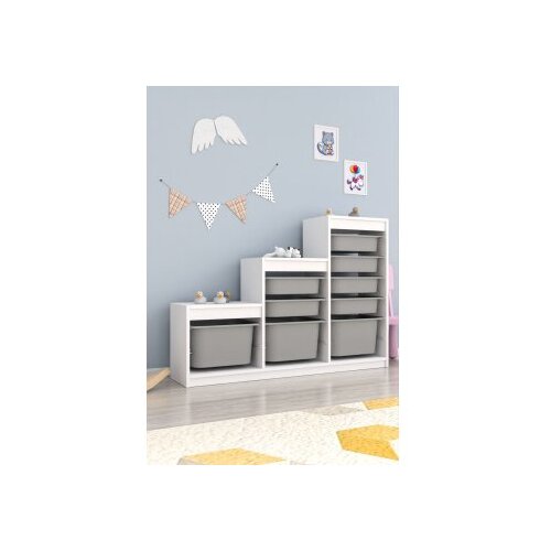 Hanah home vi&amp;scaron;enamenska komoda swiss white grey Slike