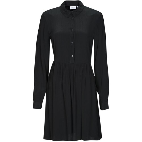 Vila Kratke obleke VIFINI L/S SHIRT DRESS/SU Črna Slike