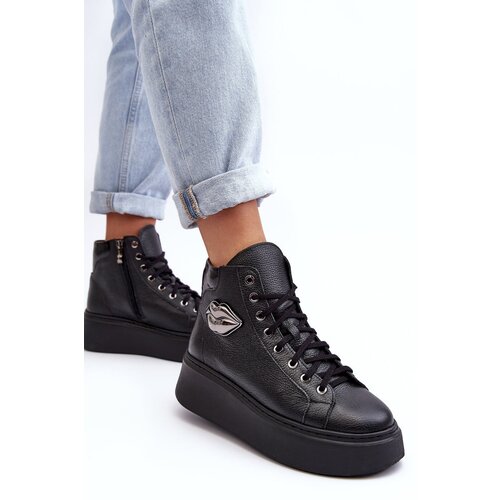 LEMAR Women&amp;#039;s High Zip Sneakers Black Katerin Slike