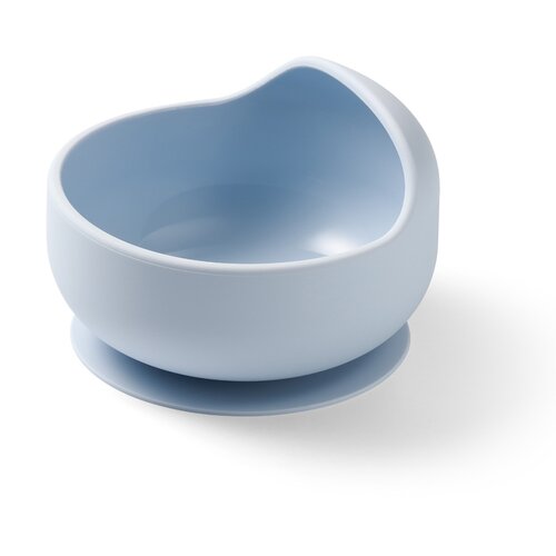 BabyOno Siilicone Plate 6m+ silikonska posoda s priseskom Blue 1 kos Slike