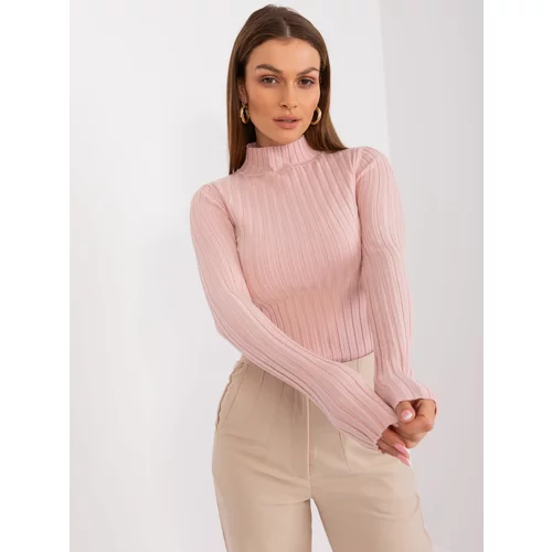 Fashion Hunters Light pink fitted turtleneck sweater