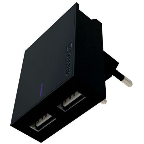 Swissten punjač za AC220, 2xUSB, 3.1A, SMART IC, držač, crni Slike