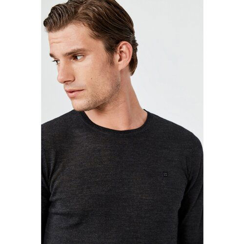 Avva Men's Anthracite Crew Neck Plain Sweater Cene