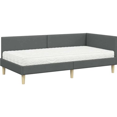  Kutni krevetni okvir s madracem Ostalo 2 pcs Siva tkanina Slike