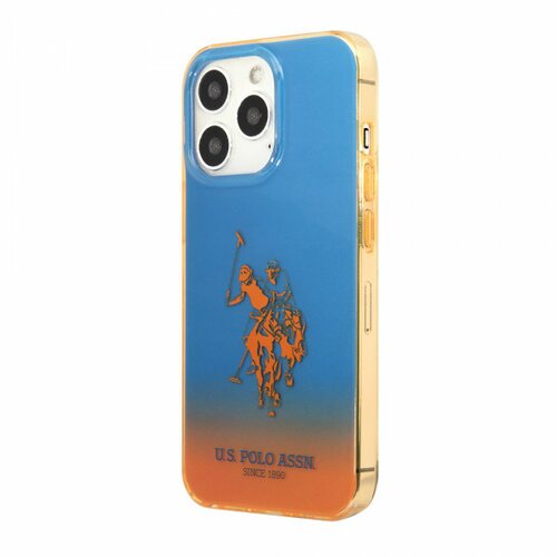 Ms maska  polo gradient case with dyed - bumper & horse logo za iphone 14 pro plavo-narandzasta full org (USHCP14LELOB) Cene