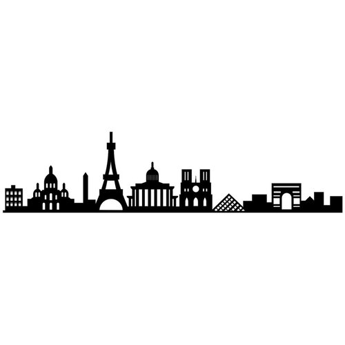 Wallity Zidna dekoracija Panoramski pogled na Pariz, 120x29 cm, 1,5 mm, Crna Cene