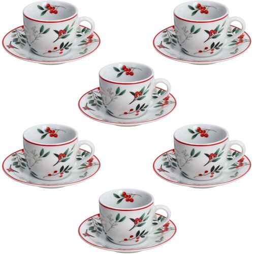 Tognana Set od 6 šoljica za kafu Poema Hollyberry, Sa tacnama, 9 cl, Šareni Cene