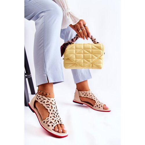 Kesi Leather openwork sandals beige Alima Slike
