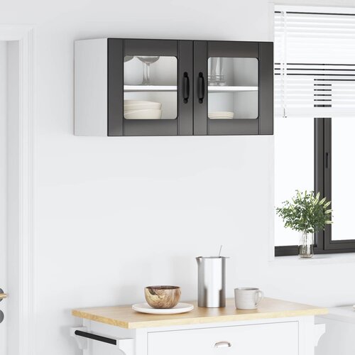  Zidni stakleni ormar Crna 80 x 31 x 40 cm Konstruirano drvo Slike