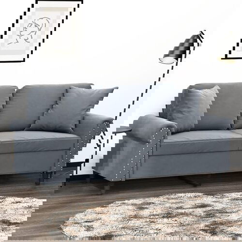 vidaXL Kavč dvosed z okrasnimi blazinami temno siv 140 cm žamet Cene