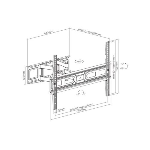 Manhattan univerzalni LCD Full-Motion zidni nosač za TV od 37-80&amp;rdquo; do 40kg Slike