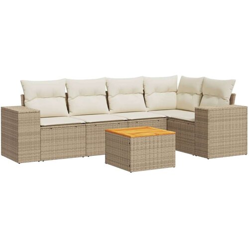 vidaXL 6-dijelni set vrtnih sofa s jastucima bež od poliratana Cijene