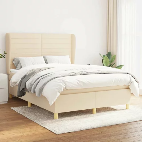  Box spring postelja z vzmetnico krem 140x200 cm blago, (20896073)