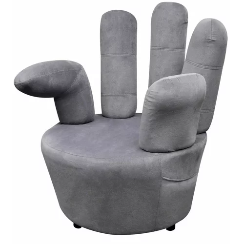 V Stolica u obliku ruke baršunasta siva