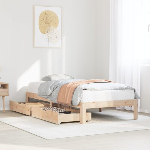 VidaXL Posteljni okvir s predali 90x190 cm trdna borovina Slike