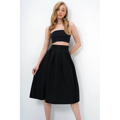 Trend Alacati Stili Ženska suknja Alc-X13473, Midi, Crna Cene