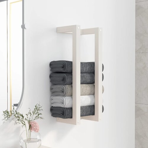 Stalak za ručnike bijeli 23 x 18 x 60 cm od masivne borovine Slike