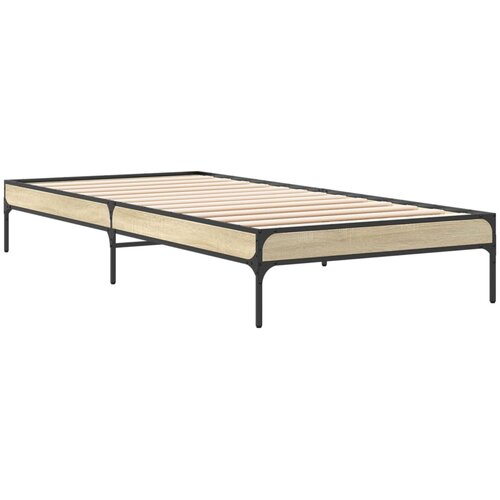  Okvir za krevet boja hrasta 100x200cm konstruirano drvo i metal Smeđa 100 x 200 cm Slike